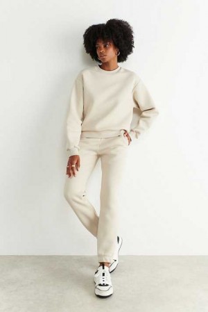 Beige Women Gina Tricot Basic Sweatpants | 87PLVMQEK