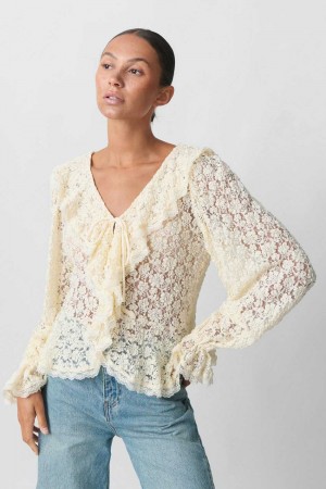 Beige Women Gina Tricot Boho Blouse | 02GTEOPYU