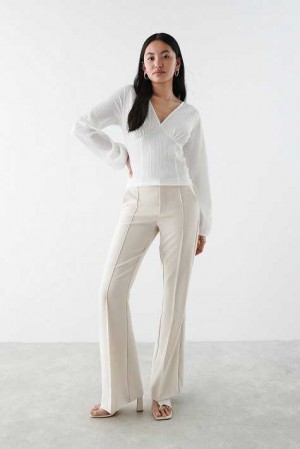 Beige Women Gina Tricot Bootcut Trousers | 32FGWZUHL