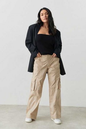 Beige Women Gina Tricot Cargo Trousers | 01ZRSLJQC