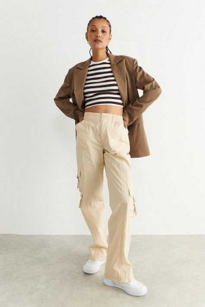 Beige Women Gina Tricot Cargo Trousers | 28YMNKCDI