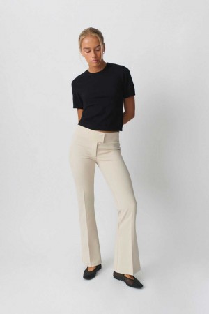 Beige Women Gina Tricot Jersey Tailored Trousers | 07USEWALY