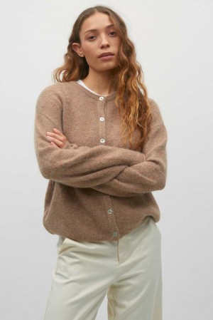 Beige Women Gina Tricot Knitted Cardigan | 36JRSYPGE