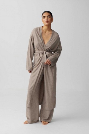 Beige Women Gina Tricot Knitted Homewear Robe | 75SPMUAZW