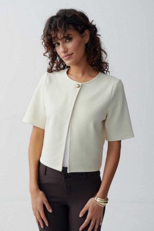 Beige Women Gina Tricot One Button Top | 29ITWYJKR