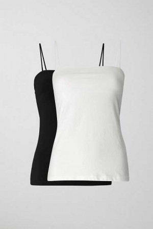 Black Women Gina Tricot 2-pack Long Tank Top | 45OPMGACN