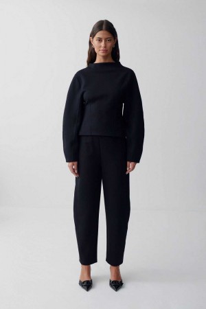 Black Women Gina Tricot Barrel Trousers | 12NVDMQTU