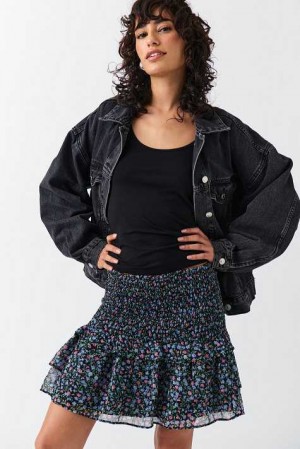 Black Women Gina Tricot Boho Smock Skirts | 42OZBUREP