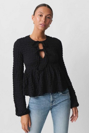 Black Women Gina Tricot Boho Top | 92MKVEOPB