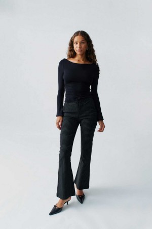 Black Women Gina Tricot Bootcut Trousers | 28OYGRXTC