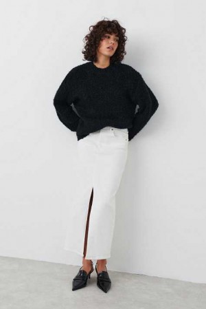 Black Women Gina Tricot Boucle Knitted Sweaters | 81YUIMQKP