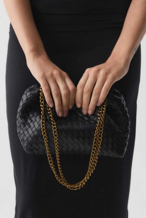 Black Women Gina Tricot Braided Chain Bag | 15FSKMNQL