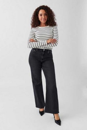 Black Women Gina Tricot Comfy Wide Jeans | 87VIFEXWJ