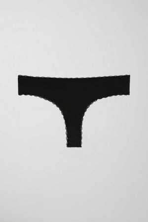 Black Women Gina Tricot Cotton Half Thong | 29SWEGXBJ