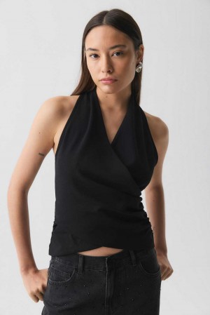 Black Women Gina Tricot Drapy Top | 12GFHMASZ