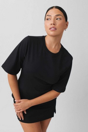 Black Women Gina Tricot Fitted T Shirts | 65OWBLNIG