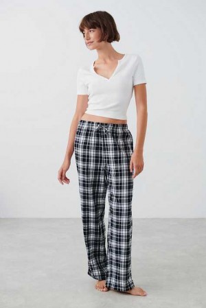 Black Women Gina Tricot Flannel Pyjamas | 15MTNWRHS