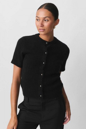 Black Women Gina Tricot Knitted Cardigan | 47GLWYJEM