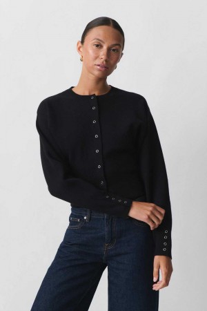 Black Women Gina Tricot Knitted Cardigan | 56XRQPHUB