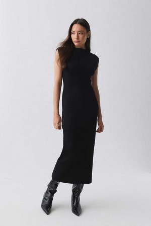 Black Women Gina Tricot Knitted Dress | 76TJIXOQY