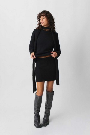 Black Women Gina Tricot Knitted Mini Skirts | 82FYPTCBW