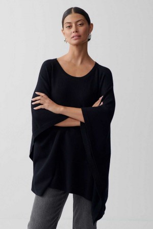 Black Women Gina Tricot Knitted Ponchos | 58CUDROMI