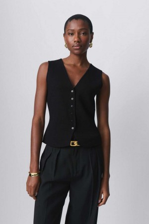 Black Women Gina Tricot Knitted Vest | 84SXVGTJQ