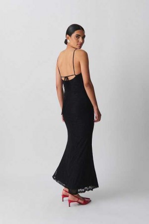 Black Women Gina Tricot Lace Maxi Dress | 50RNDWQYK