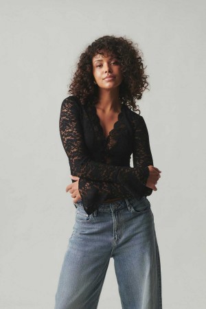 Black Women Gina Tricot Lace Top | 84OUTFPCY