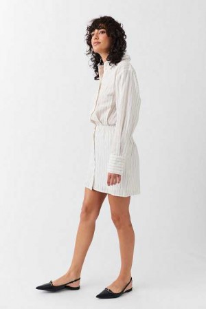 Black Women Gina Tricot Linen Blend Shirt Dress | 06NXZUHWR