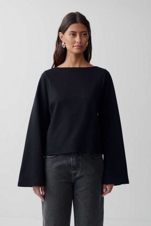 Black Women Gina Tricot Long Sleeve T Shirts | 91MSXDHOG