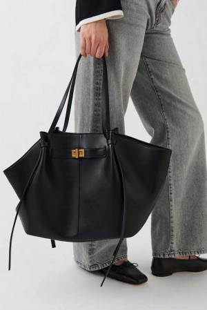 Black Women Gina Tricot Long Strap Pu Bag | 21BSJWMAU