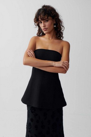 Black Women Gina Tricot Long Tube Top | 95TRFQIBV