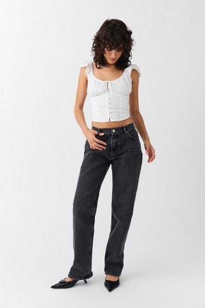 Black Women Gina Tricot Low Straight Jeans | 78LBOJEWG