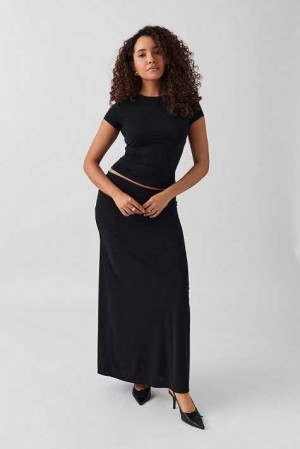 Black Women Gina Tricot Low Waist Maxi Skirts | 08AVSBJXP