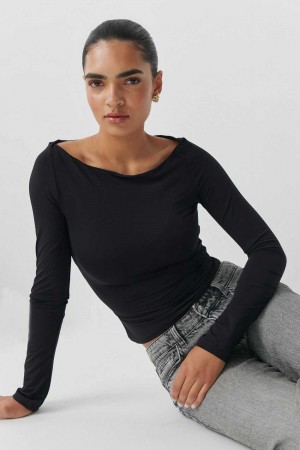 Black Women Gina Tricot Micro Top | 75QLTVYKG