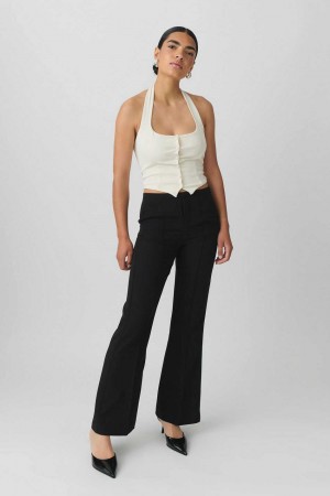 Black Women Gina Tricot Mid Waist Bootcut Trousers | 28EZKGRQS