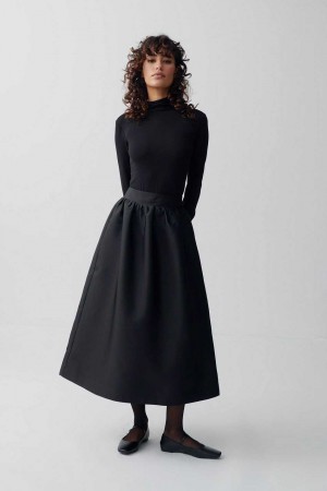 Black Women Gina Tricot Midi Skirts | 10HMBIKEZ