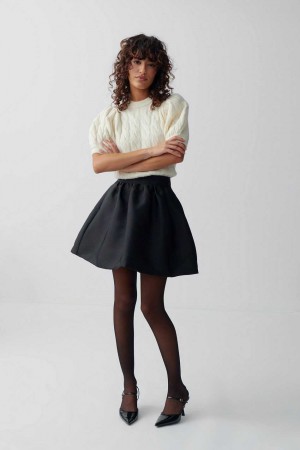 Black Women Gina Tricot Mini Balloon Skirts | 93KEHSYIU