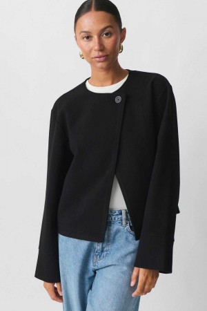 Black Women Gina Tricot One Button Jacket | 84HGTQEZS