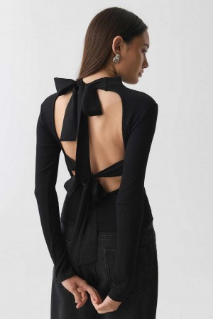 Black Women Gina Tricot Open Back Top | 02EUIGRVM