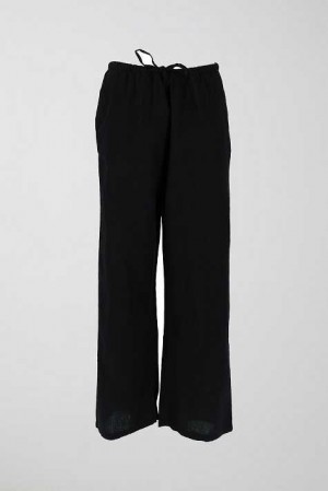 Black Women Gina Tricot Petite Linen Blend Trousers | 47KEDIZAS