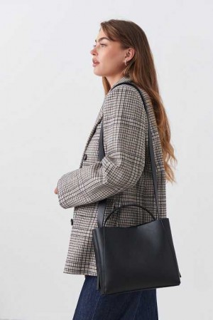 Black Women Gina Tricot Pu Midi Bag | 75DFWQCKL