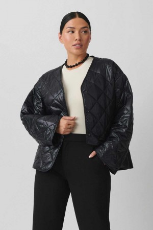 Black Women Gina Tricot Quilted Jacket | 40PRVTOJU