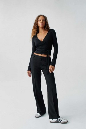 Black Women Gina Tricot Relaxed Bootcut Trousers | 87GXCHUML