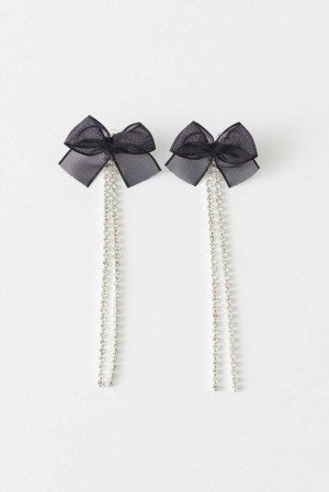 Black Women Gina Tricot Rhinestone Earrings | 57TILVOWJ