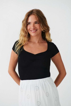 Black Women Gina Tricot Scrunch Detail Top | 78SJMNAGE