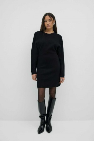 Black Women Gina Tricot Short Knitted Dress | 60GZLRWXK