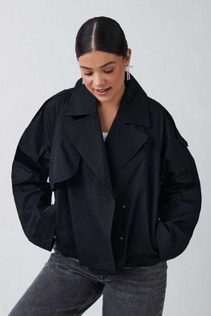 Black Women Gina Tricot Short Trench Coat | 09RXWDCEI