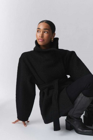 Black Women Gina Tricot Soft Belted Jacket | 12WEOBRIZ